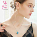 Ocean Blue Crystal Heart Necklace – Dive into Elegance with Faux Silver Shine