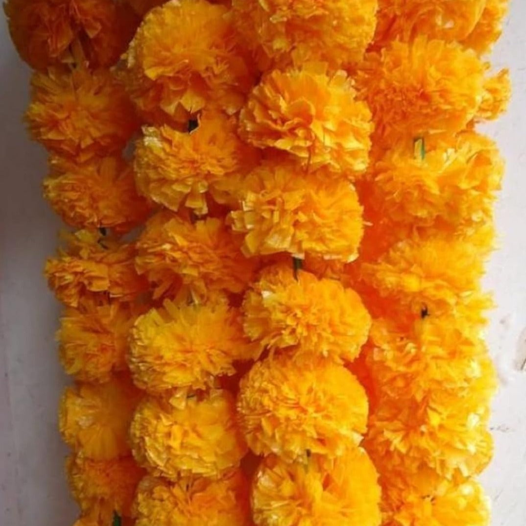Orange Artificial Marigold Flowers (Pack of 10 - 4.8ft Length)