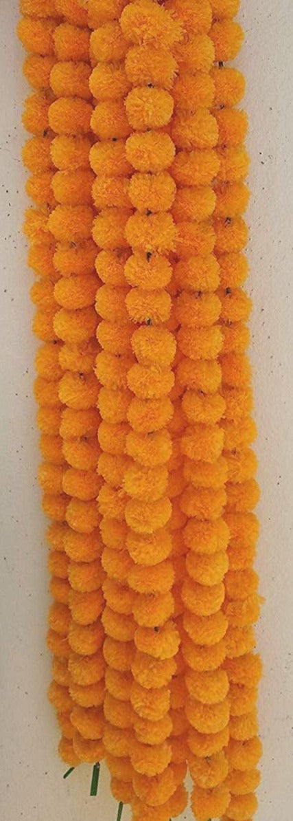 Orange Artificial Marigold Flowers (Pack of 10 - 4.8ft Length)