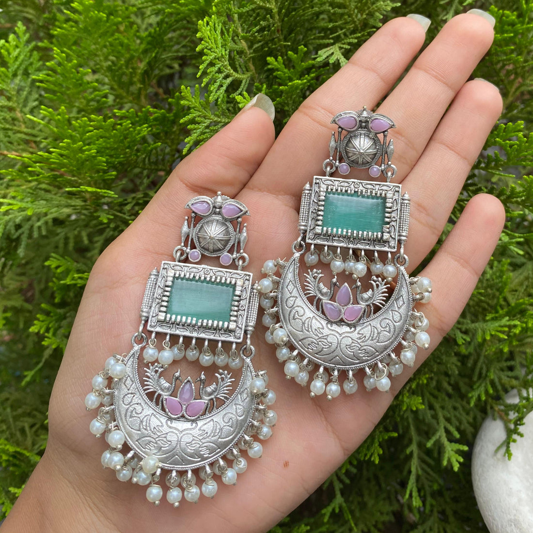 Orchid Mist Crescent Earrings – A Whisper of Floral Elegance and Moonlit Grace
