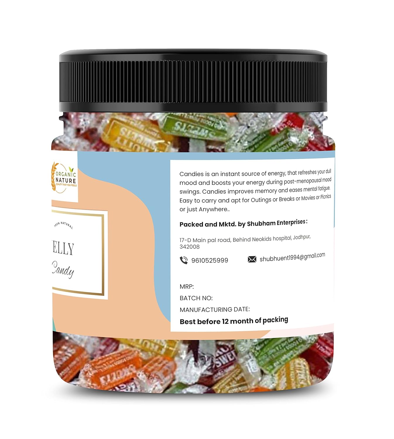 Organic Nature Jelly Candy Chocolate Fruits Flavour Mix Flavours Side