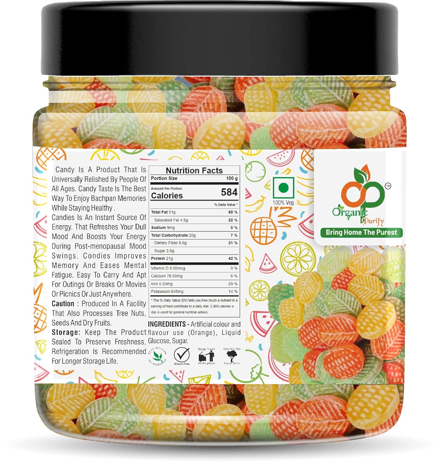 Organic Purify Colorful Mix Fruit Candy Back