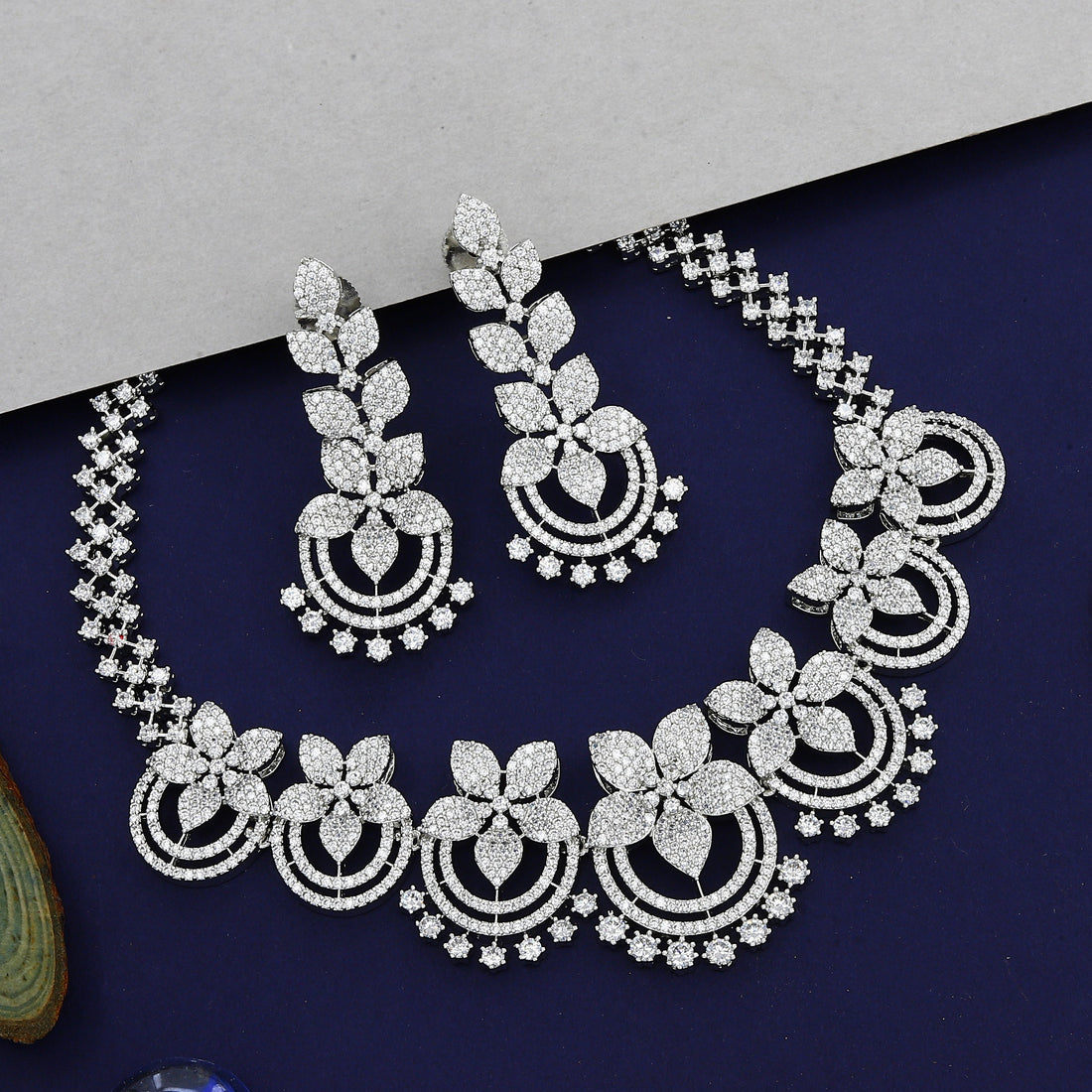 Partywear Silver Diamond Party Necklace – A Perfect Blend of Glamour and Sophistication