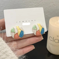 Pastel Mosaic Enamel Stud Earrings – Artistic Indian Elegance for Everyday Wear