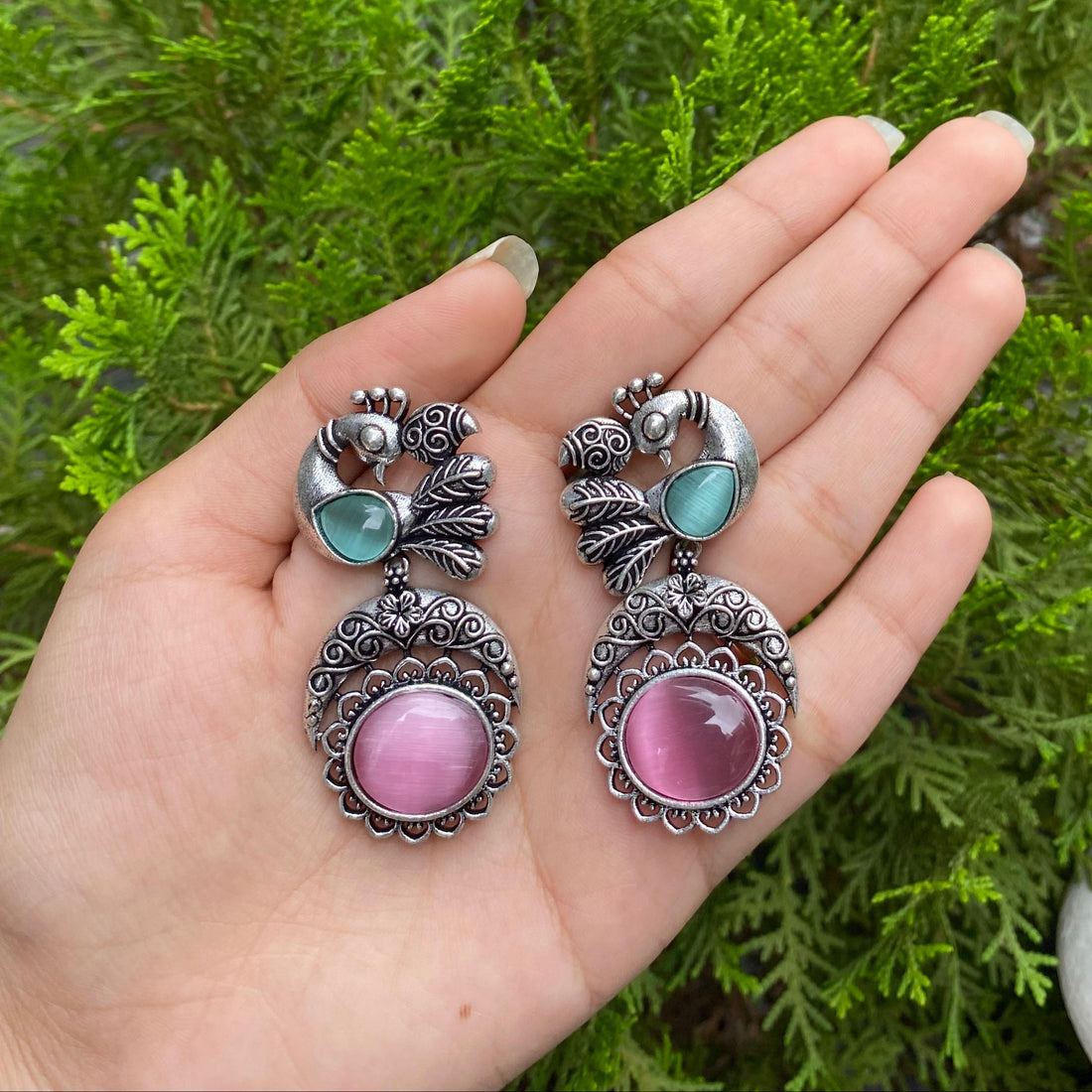 Peacock Blossom Earrings – A Graceful Fusion of Nature’s Beauty and Elegance