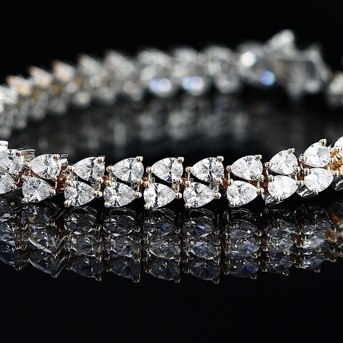 Pear Cut Two Line Silver Diamond Bracelet – Graceful Elegance with a Unique Flair