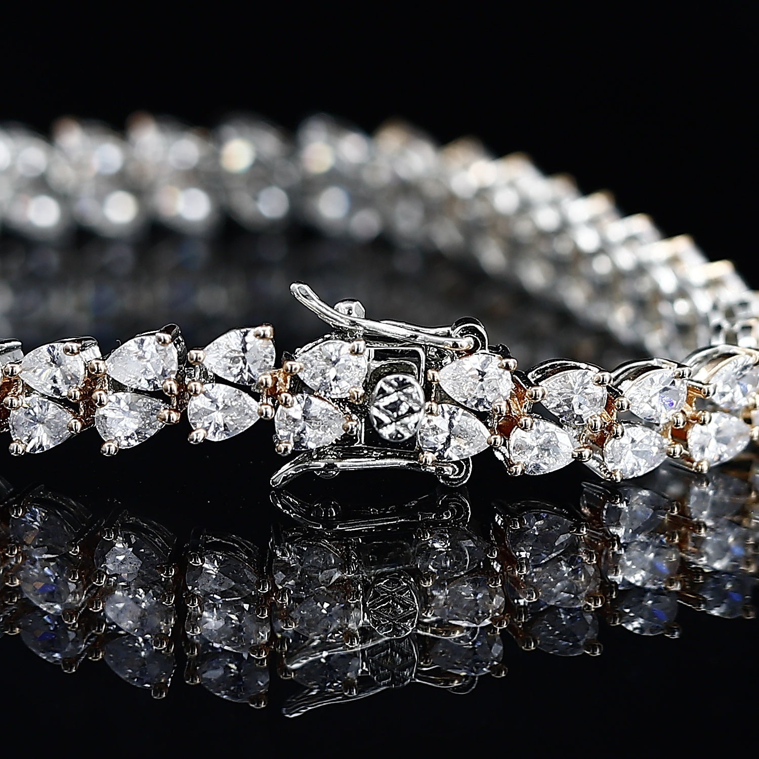 Pear Cut Two Line Silver Diamond Bracelet – Graceful Elegance with a Unique Flair