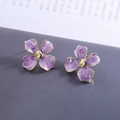 Purple Floral Enamel Stud Earrings with Gold Trim – Elegant Indian Jewelry for All Occasions