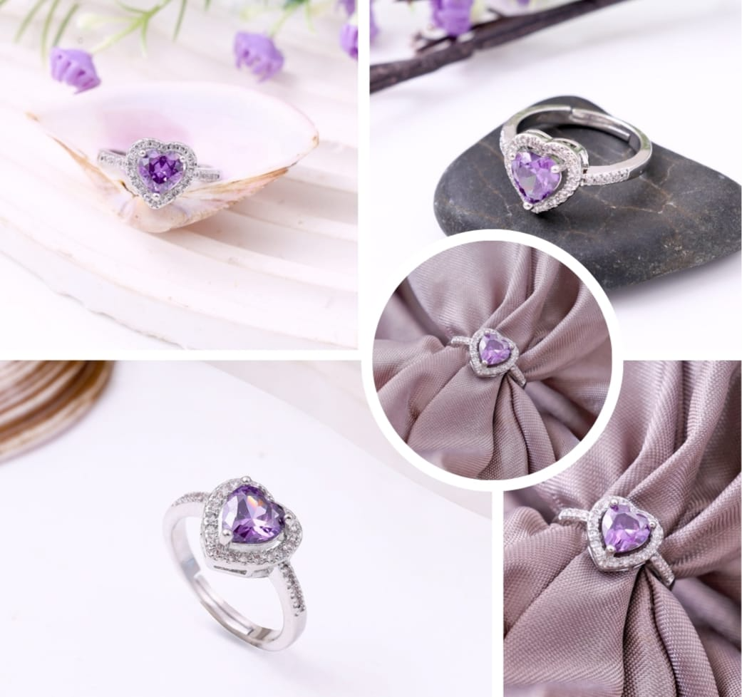 Purple Heartstone Ring – Royal Romance in Every Sparkle