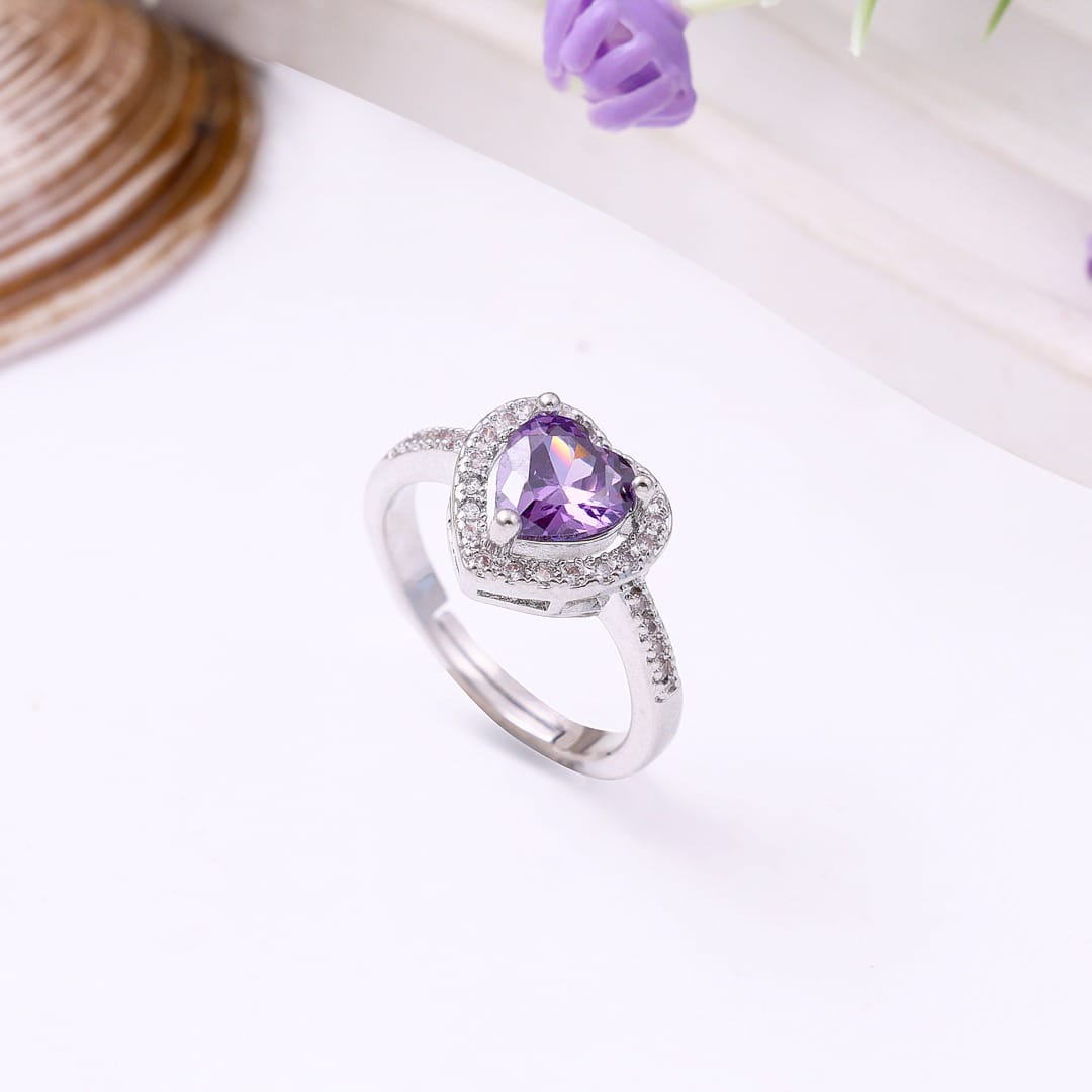 Purple Heartstone Ring – Royal Romance in Every Sparkle