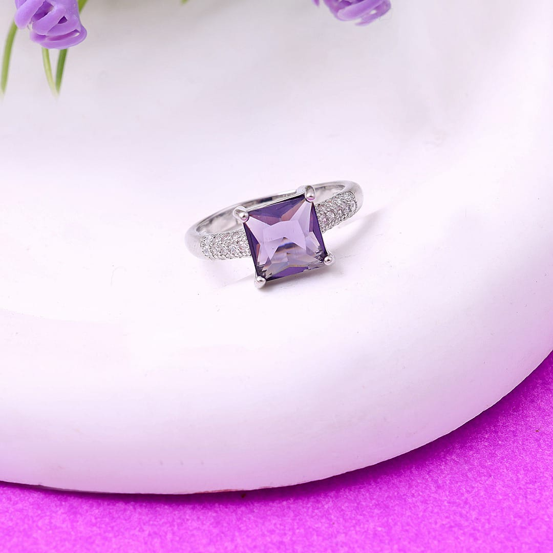 Purple Princess Cut Ring – Bold. Elegant. Unapologetically Regal