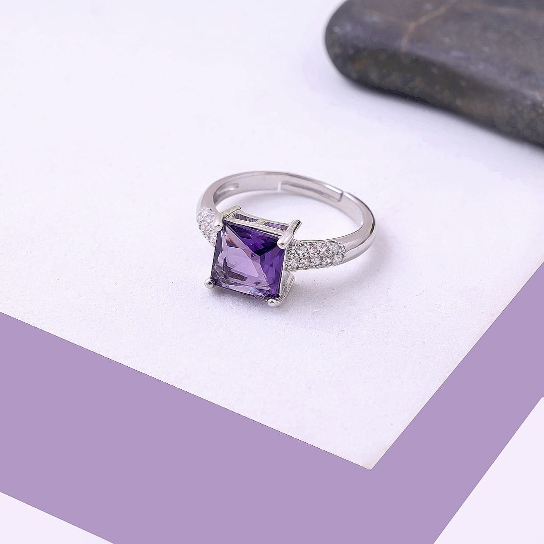 Purple Princess Cut Ring – Bold. Elegant. Unapologetically Regal