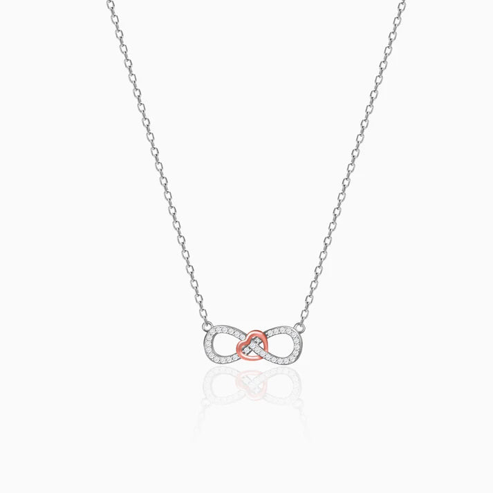 Rose Gold Studded Infinity Heart Pendant – Made with Pure 925 Silver