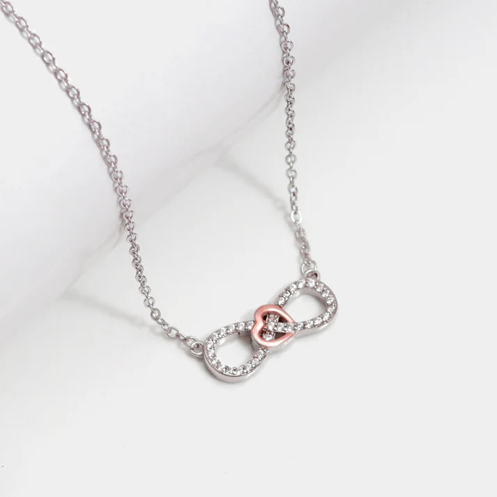 Rose Gold Studded Infinity Heart Pendant – Made with Pure 925 Silver