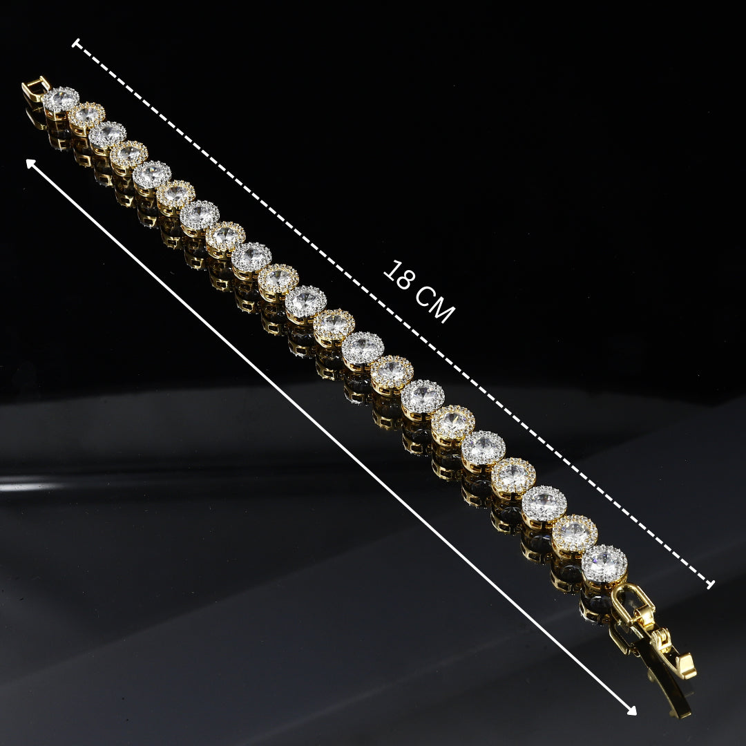 Round Big American Gold Tone Diamond Bracelet – A Statement of Golden Elegance
