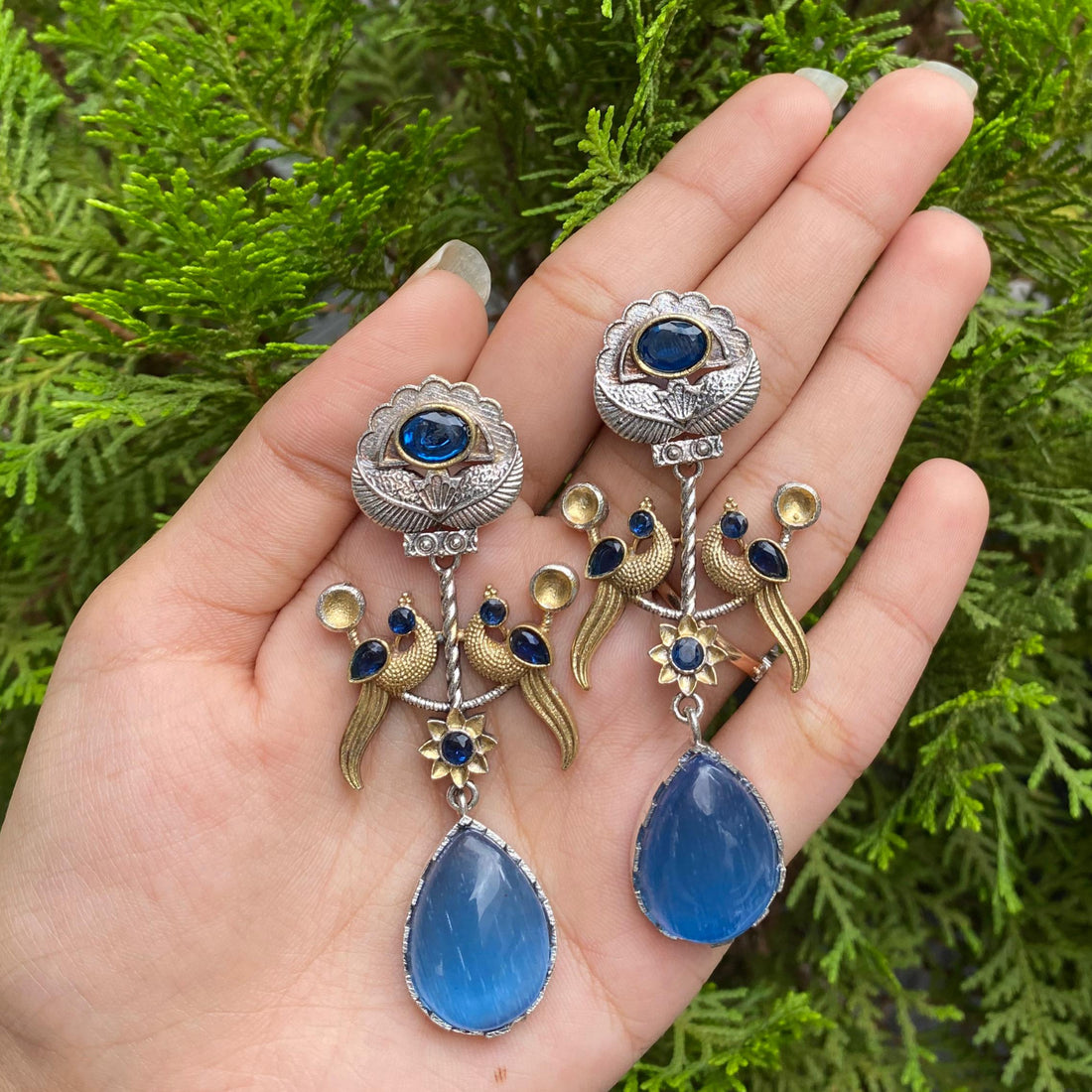 Royal Blue Blossom Drop Earrings – A Bloom of Elegance and Serenity