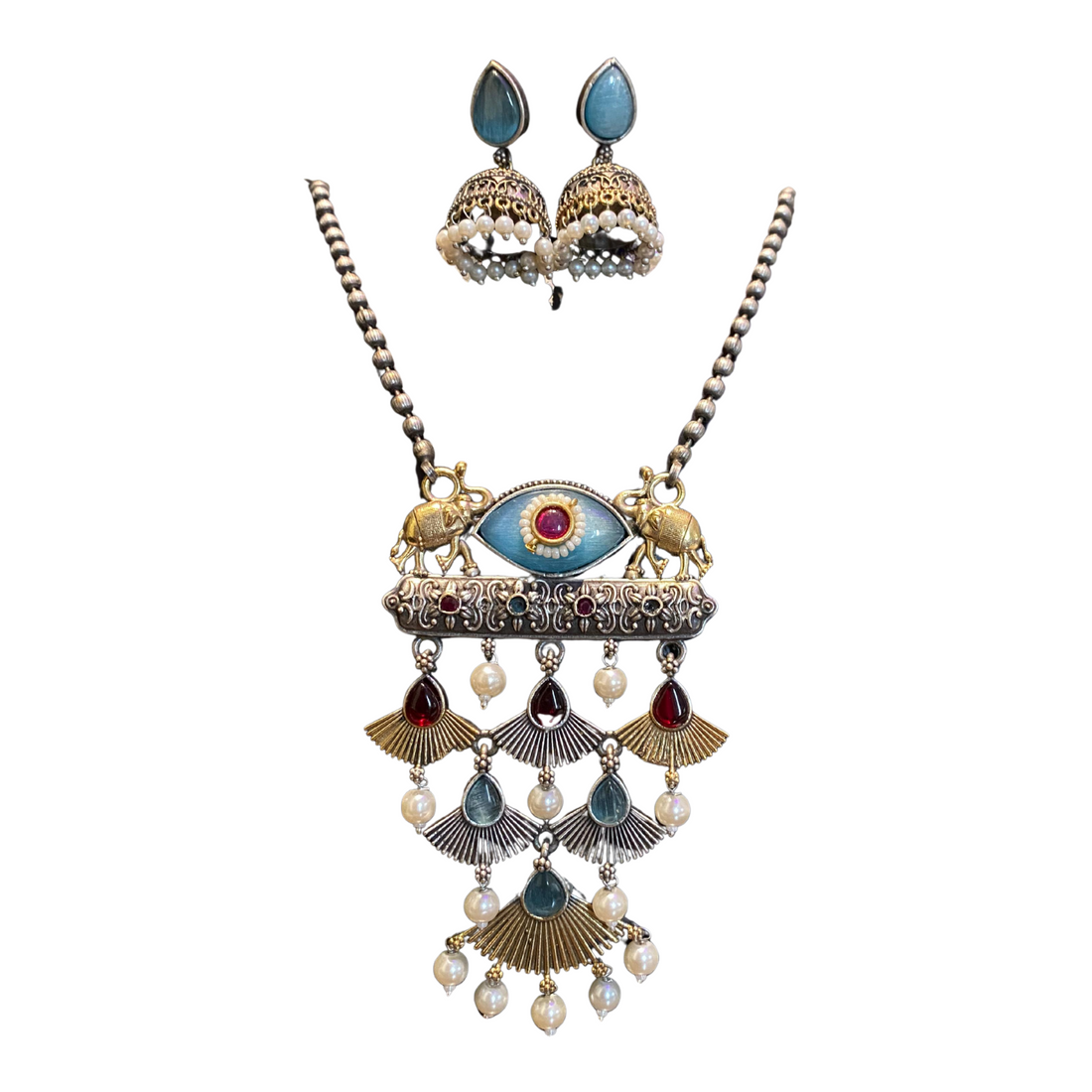 Royal Elephant Charm Necklace Set – A Symbol of Strength and Grace