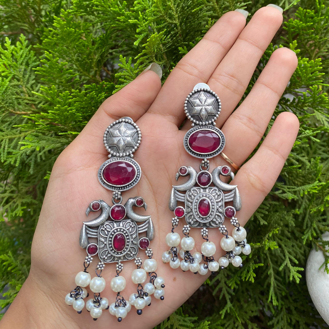 Ruby Twin Phoenix Jhumkas – A Symbol of Power & Eternal Grace