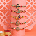 Traditional Rakhi Set, with riceTraditional Rakhi Set, front