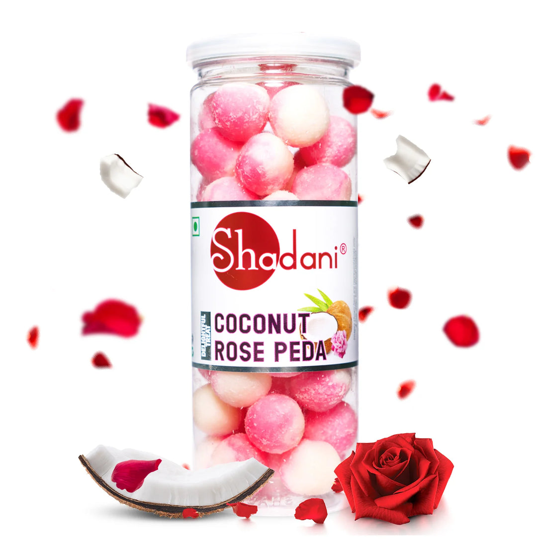 Shadani Coconut Rose Peda – Delicate Fusion of Floral & Nutty Flavours | 200g
