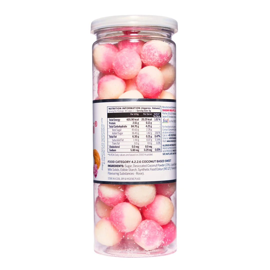 Shadani Coconut Rose Peda – Delicate Fusion of Floral & Nutty Flavours | 200g