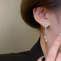 Silver-Plated Butterfly Drop Earrings – Sparkling Crystal Charms