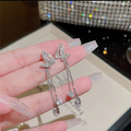 Silver-Plated Butterfly Drop Earrings – Sparkling Crystal Charms