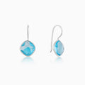 Silver Aqua Blue Crystal Earrings – Oceanic Elegance in Pure 925 Silver