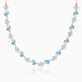 Silver Aqua Blue Floral Necklace – Nature’s Grace in Pure 925 Silver