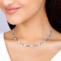 Silver Aqua Blue Floral Necklace – Nature’s Grace in Pure 925 Silver
