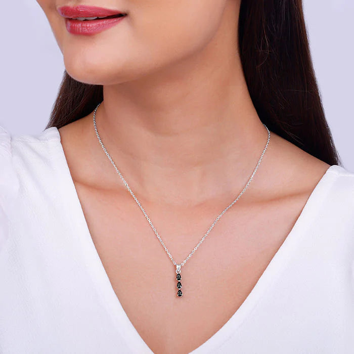 Silver Black Axis Pendant With Link Chain – Bold Balance in Pure 925 Silver