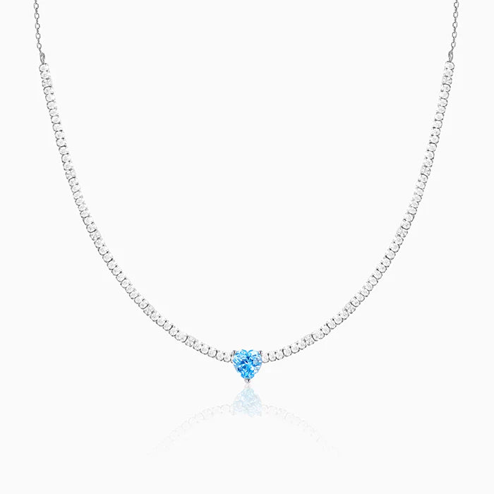 Silver Blue Heart Choker Necklace – Bold Elegance in Pure 925 Silver