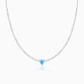 Silver Blue Heart Choker Necklace – Bold Elegance in Pure 925 Silver