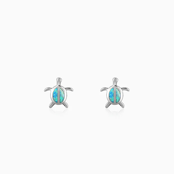 Silver Blue Turtle Studs – Playful Charm in Pure 925 Silver