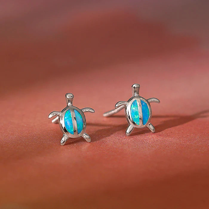 Silver Blue Turtle Studs – Playful Charm in Pure 925 Silver
