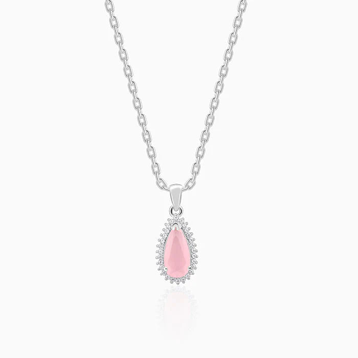 Silver Blush Aura Drop Pendant with Link Chain – Made with Pure 925 Silver