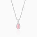 Silver Blush Aura Drop Pendant with Link Chain – Made with Pure 925 Silver