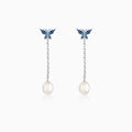 Silver Butterfly Pearl Dangle Earrings – Graceful Beauty in Pure 925 Silver