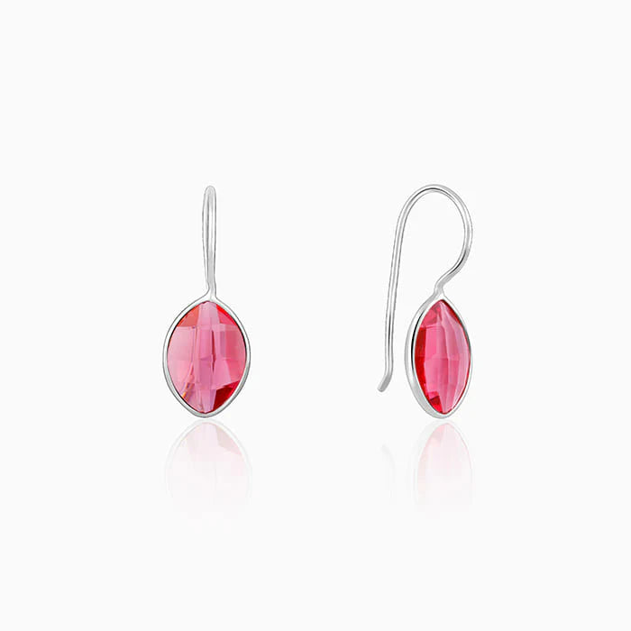 Silver Cherry Pink Crystal Earrings – Made With Pure 925 Silver