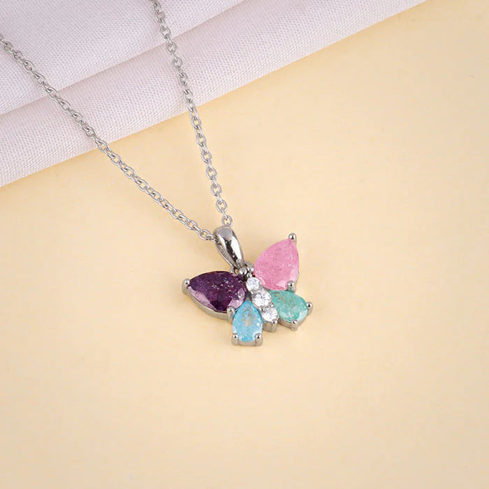 Silver Colourful Butterfly Pendant With Link Chain – A Symbol of Freedom and Grace in Pure 925 Silver