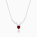 Silver Deer Heart in Red Necklace – Made with Pure 925 Silver