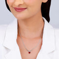 Silver Deer Heart in Red Necklace – Made with Pure 925 Silver