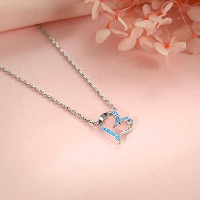 Silver Dewy Heart Necklace – A Glimmer of Fresh Love in Pure 925 Silver