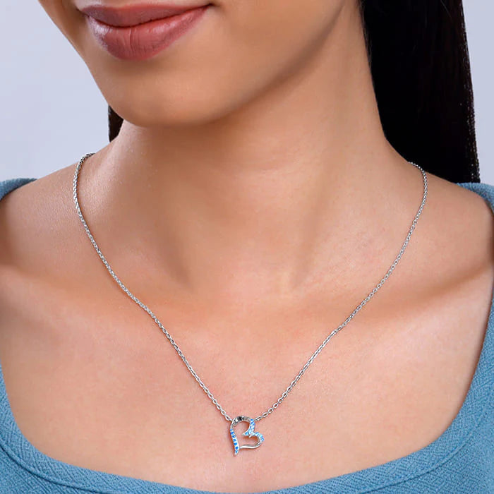 Silver Dewy Heart Necklace – A Glimmer of Fresh Love in Pure 925 Silver