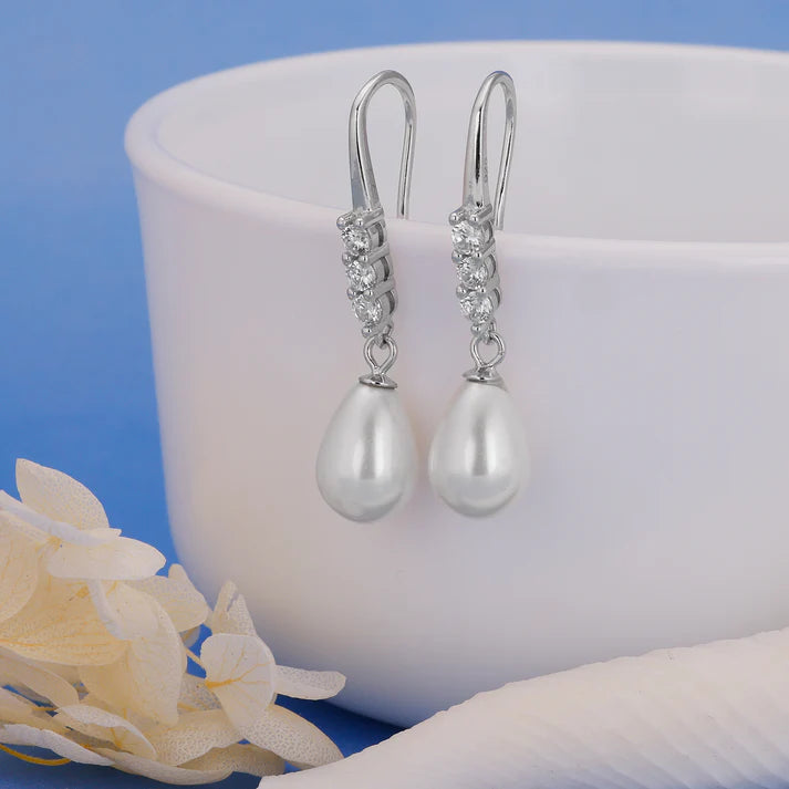 Silver Drops of Pearl Earrings – Grace in Pure 925 Silver