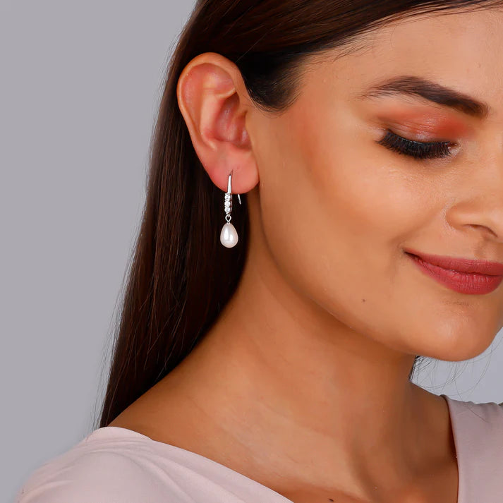 Silver Drops of Pearl Earrings – Grace in Pure 925 Silver