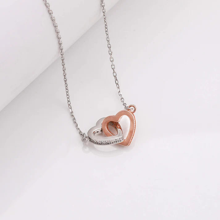 Silver Dual Tone Interlocked Heart Necklace – Love, Forever Entwined in 925 Silver