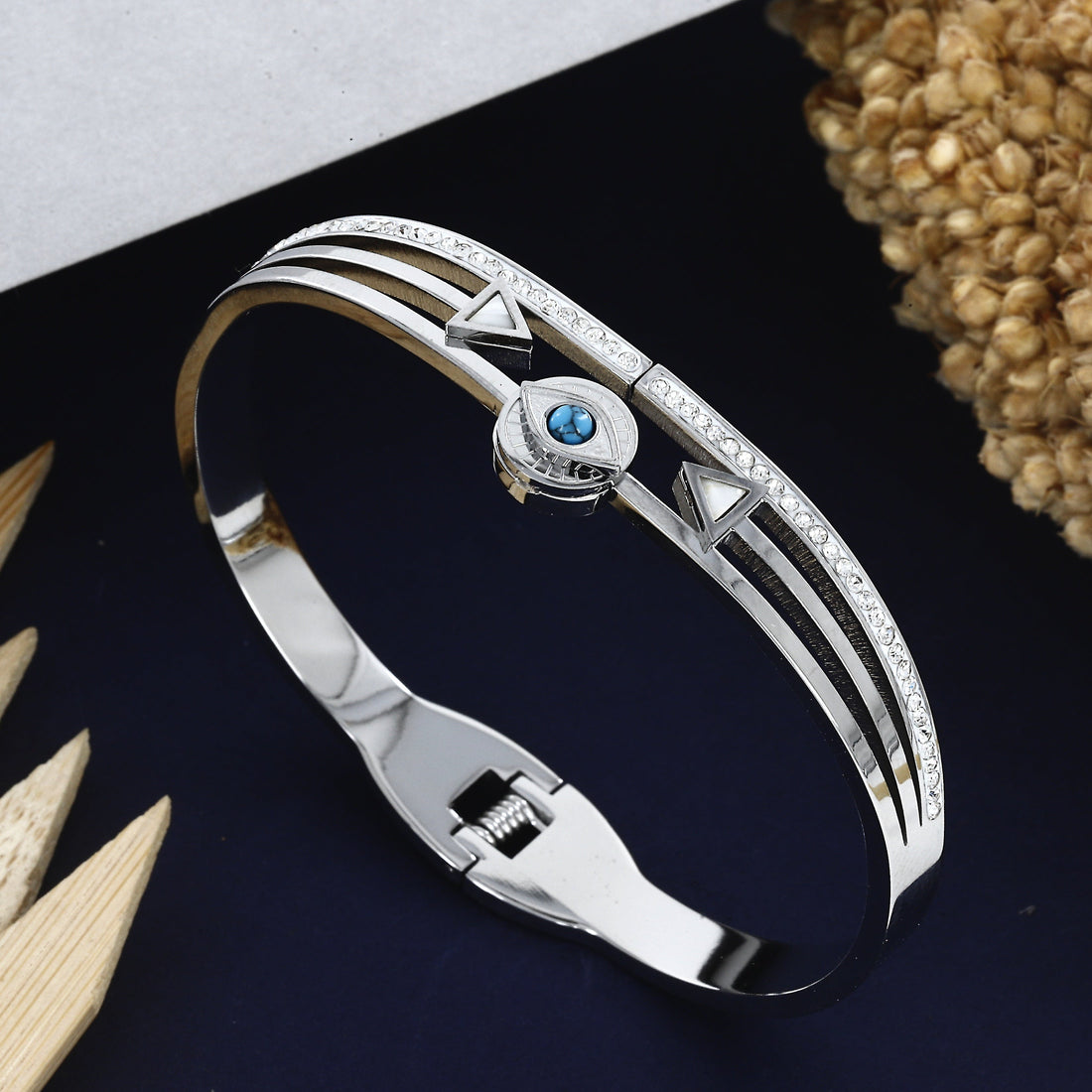 Silver Evil Eye Western Daily Wear Kada – A Stylish Symbol of Protection