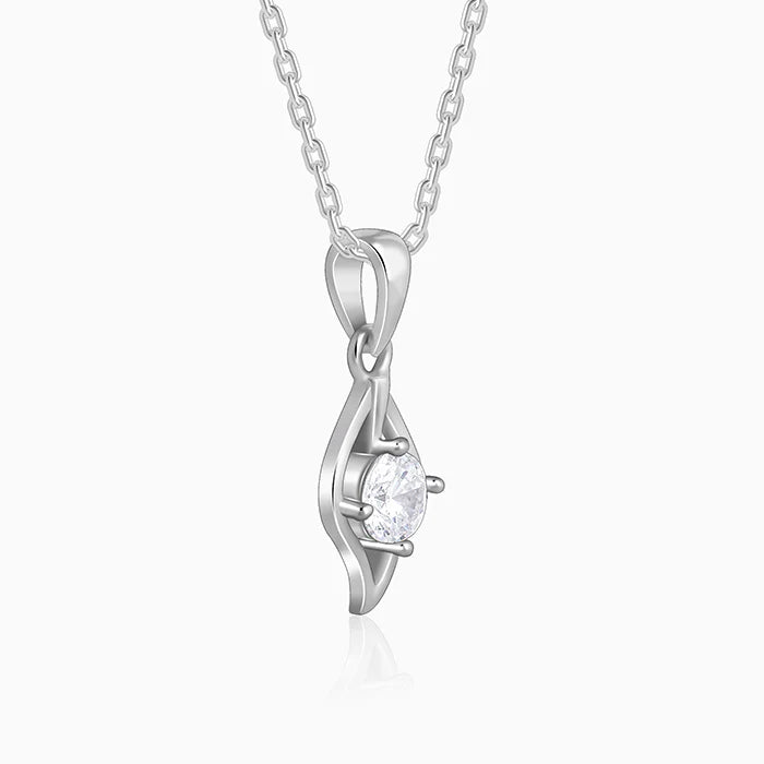 Silver Falling Dew Pendant with Link Chain – Pure 925 Silver