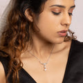 Silver Floral Studded Pearl Necklace – Made with Pure 925 Silver